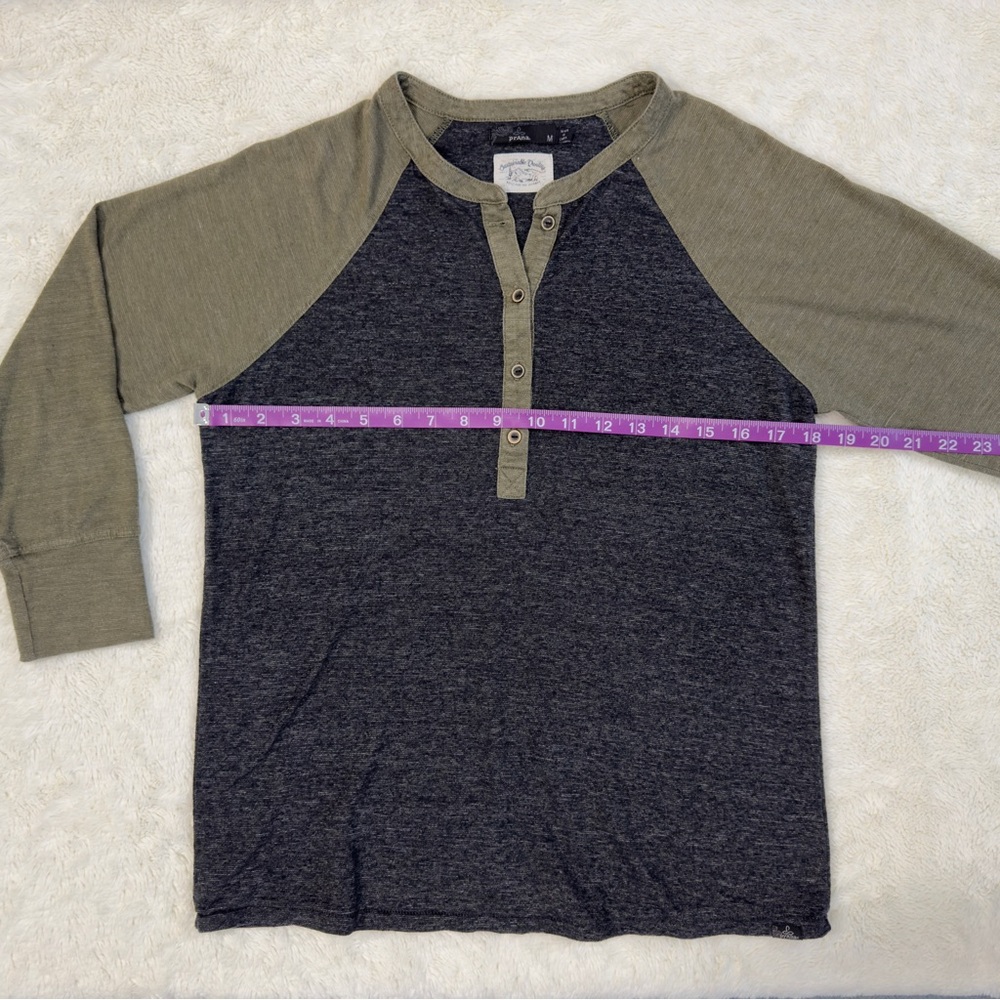 Prana Olive and Charcoal 3/4 Sleeve Shirt - Picture 4 of 10